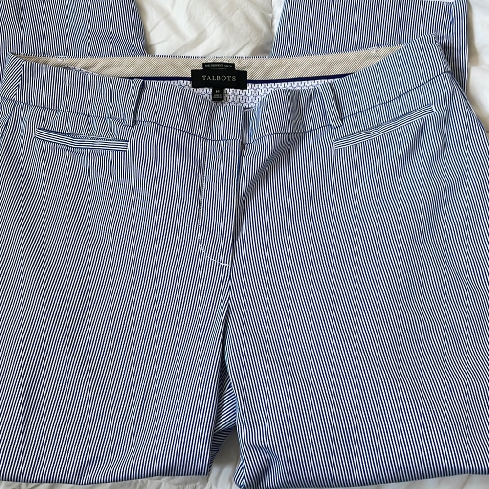 Talbots Blue and White Striped Capris